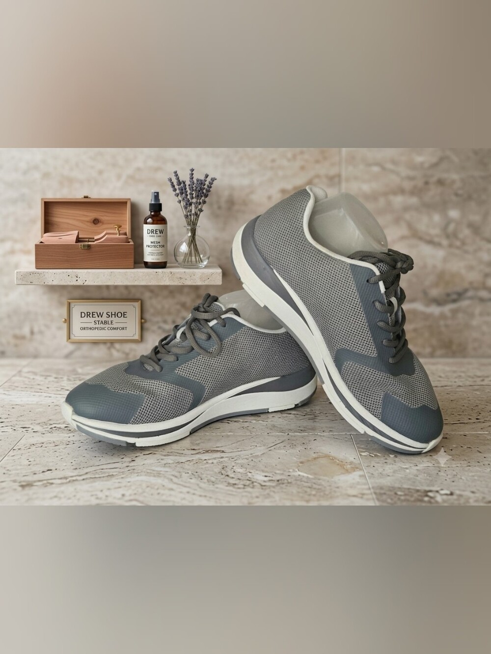 Drew Stable Mens 10 W Wide Gray Mesh Orthopedic Shoes Slip Resistant Like New